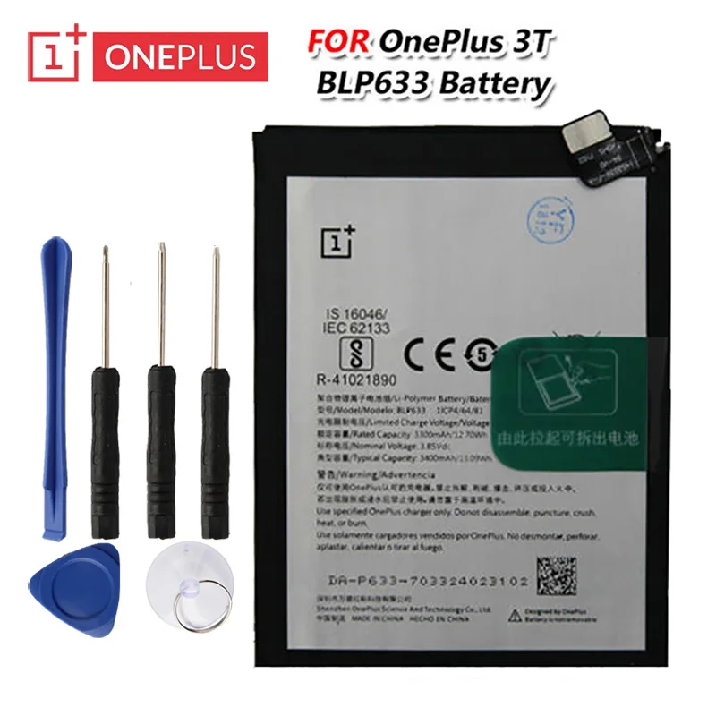 

Original One Plus High Quality BLP633 Battery For OnePlus 3T A3010 3400mAh Free Tools