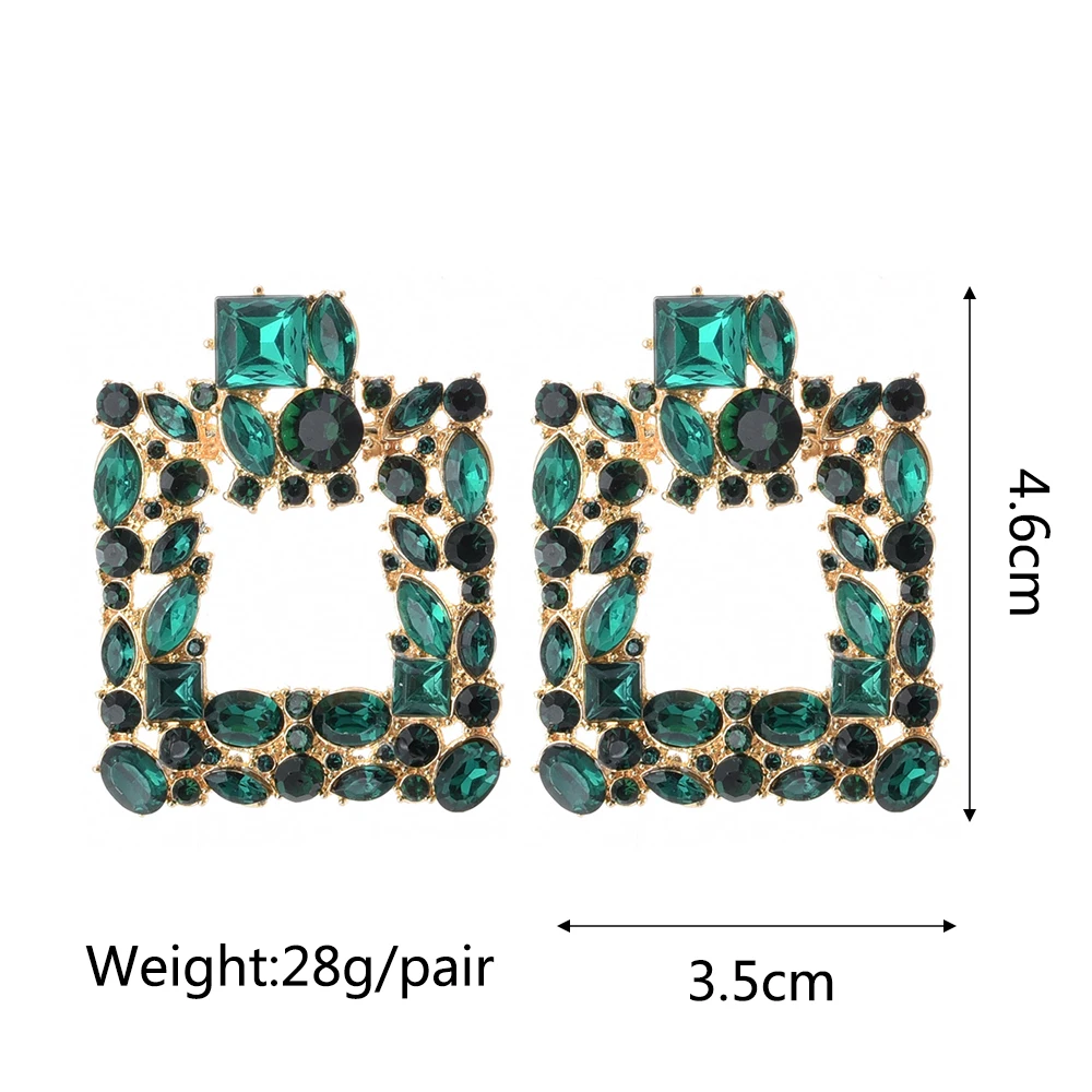 Ztech New Green Series Set Earrings Designer Jewelry Crystal Tassel Za Accessories Handmake Statement Bijoux Pendientes Brincos