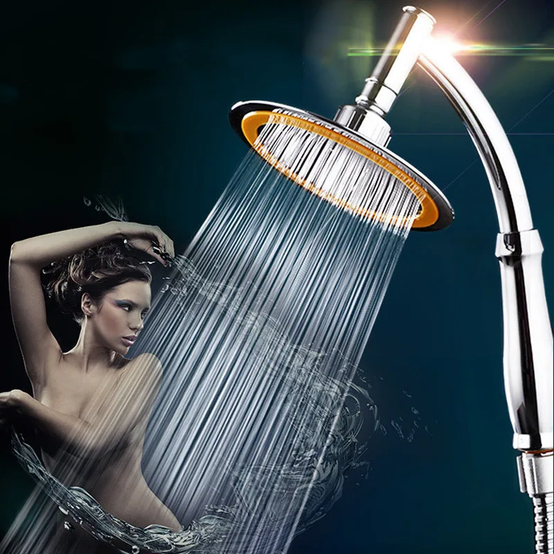 6" stainless steel surface ultra-thin shower pressurized water-saving dual-use shower head handheld 360-degree shower