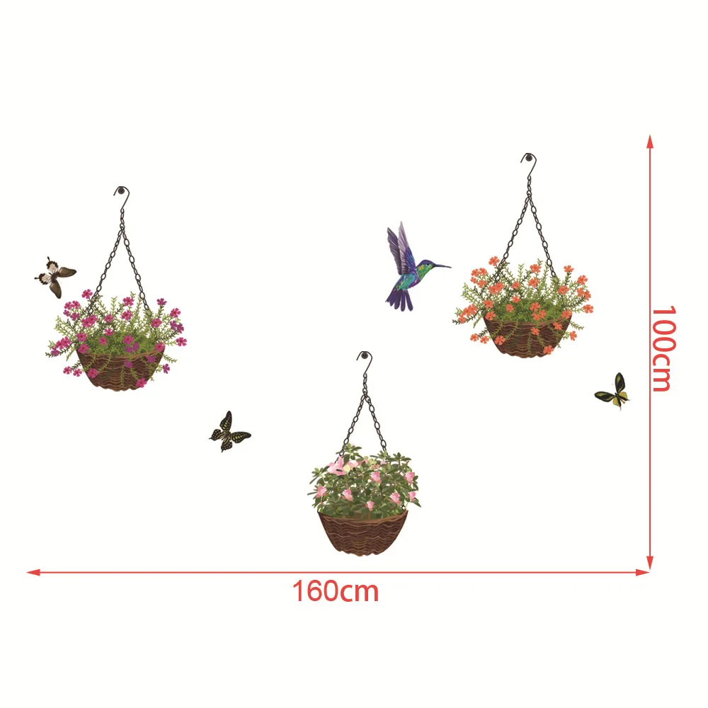 KM211 Hummingbird Корзина цветок крутые креативные настенные наклейки гостиная спальня ТВ задний план украшения наклейки на стену