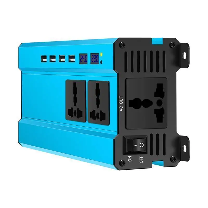Onever 2000 Вт автомобильный инвертор светодиодный DC 24 В к AC 220 В DC 12 В к AC 220 В 4 USB синусоидальный преобразователь с охлаждающим вентилятором