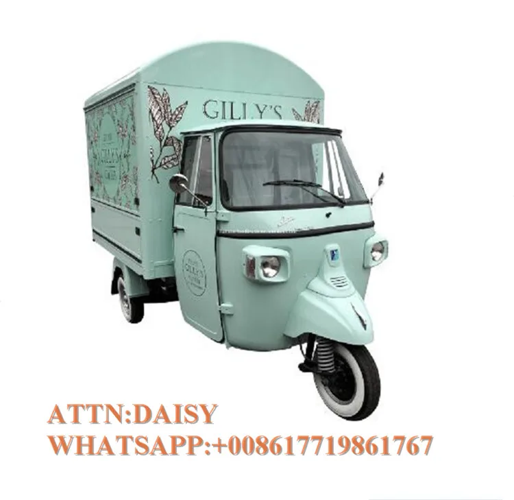 Электрический мобильный piaggio ape пищевая тележка снек велосипед кофе мороженое торговый грузовик трехколесный велосипед