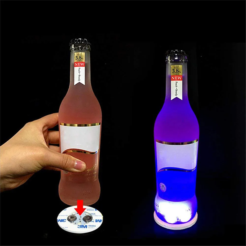 10Pcs/lot Bottle LED Light Stickers LED Wine Bottle Glorifier Light LED Coaster Cup Mat Party Bar Club Vase Christmas Decoration