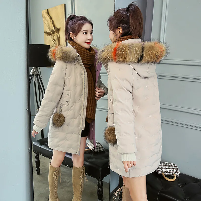 

Large Size Dress-Style Korean-style down Jacket Mid-length Solid Color Autumn & Winter Loose Casual Large Size Cotton Jacket