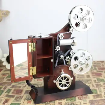 

Antique Music Box Vintage Film Projector Jewelry Music Boxes Jewelry Storage Case with Makeup Mirror Desktop Ornament Christmas