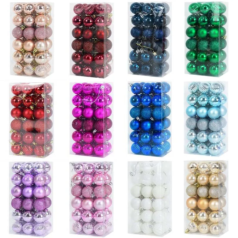 36Pcs Colorful Christmas Balls Christmas Tree Hanging Ornaments Balls Pendants For Xmas New Year Home Decor Navidad Gifts Noel