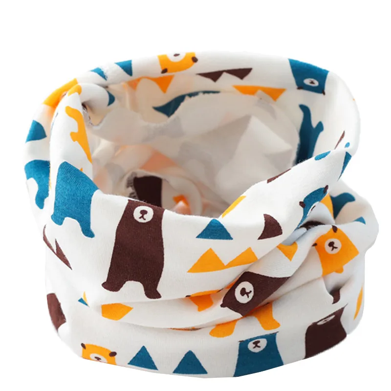 bear blue cotton Весенний детский хлопковый шарф; осенне-зимний детский шарф с рисунком из мультфильма; шарфы для мальчиков и девочек; детский шейный платок - Цвет: bear blue cotton