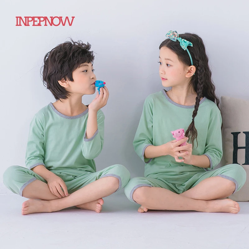 INPEPNOW, повседневный детский пижамный комплект, Infantil, пижама с коротким рукавом для мальчиков и девочек, одежда для сна домашняя одежда для сна, футболка+ штаны, SY-CZX3