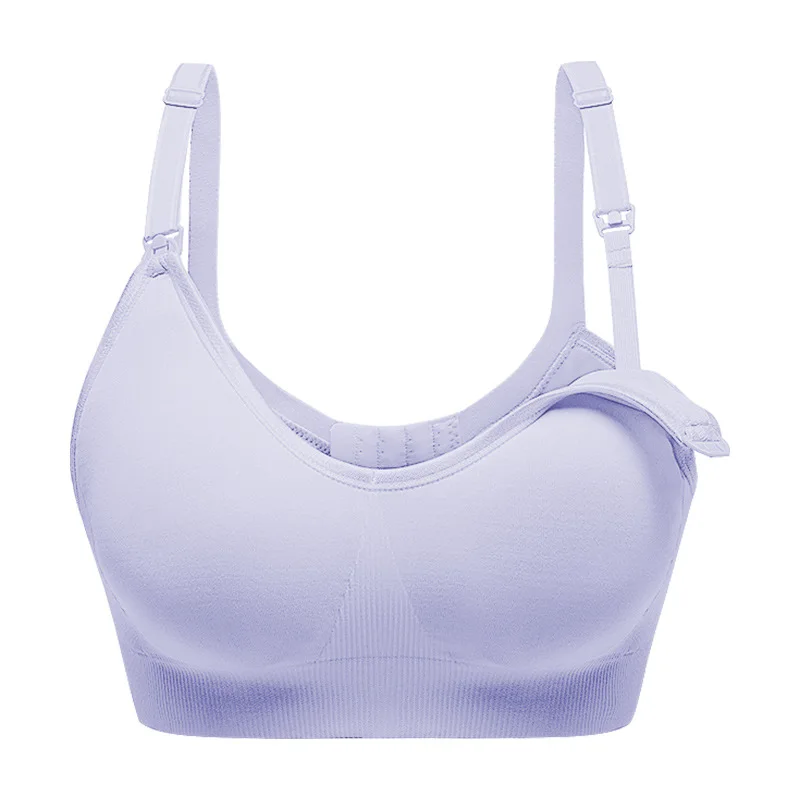 light blue Лето Без Сталь кольцо большой Размеры Бесшовный Бюстгальтер для кормления, дышащие хлопковые носки бесшовные бюстгальтеры для кормящих беременные Для женщин нижнее белье - Цвет: light blue