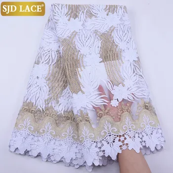 

SJD LACE White African Cord Lace Fabric High Quality French Lace Fabric Handmade Embroiderey Milk Silk For Wedding Sewing A1914