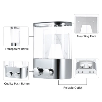 

Double Hand Soap Dispenser Wall Mounted Detergent Bath Shampoo Shower Liquid Dispensers Containers Bathroom soap dispenser pump