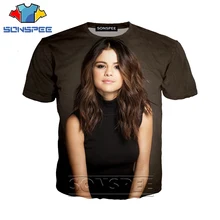 Аниме 3d печать игра футболка Уличная Сексуальная девушка Селена Гомес Мужская и женская модная футболка Harajuku Детские рубашки homme футболка A243