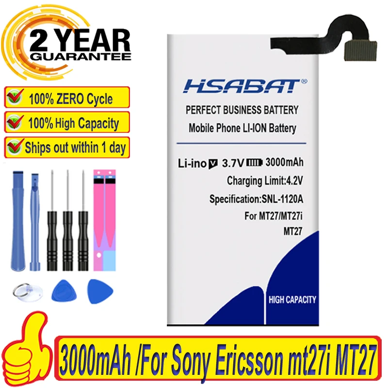 Аккумулятор HSABAT AGPB009 A002 3000 мАч для Sony Ericsson mt27i MT27 MT27i Xperia Sola|battery for sony ericsson|battery forbattery