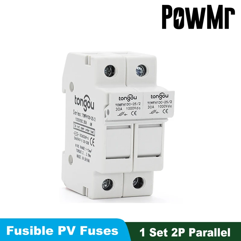 1 Set 2P Parallel Fuse Holder 10*38mm High Voltage Solar PV 1000V DC
