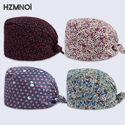 2020 New Cartoon Print Nurse Doctor Surgical Cap Beauty Salon Laboratory Pet Shop Scrub Hat Chef Work Dustproof Gourd Cap