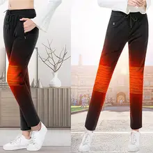 Женские Новые Умные Брюки с подогревом, ветронепроницаемые теплые штаны, женские брюки с подогревом, USB зарядка с подогревом, плюс бархат 30N21