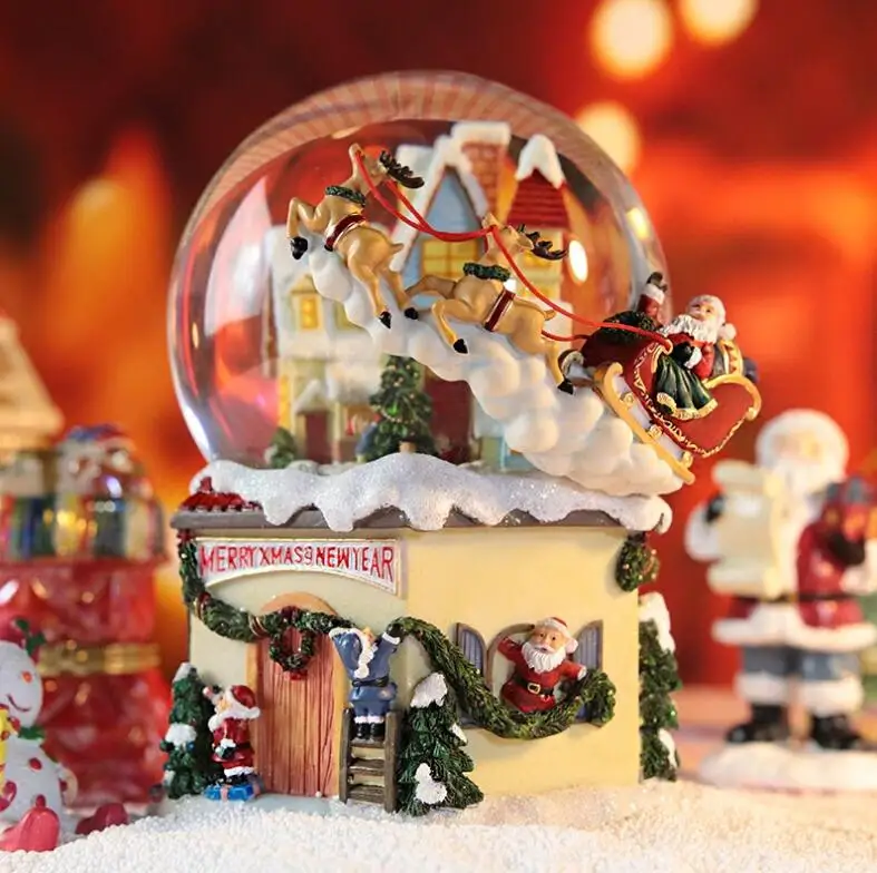 YM 713 Christmas gifts Santa Claus revolving lantern crystal ball music box | Дом и сад