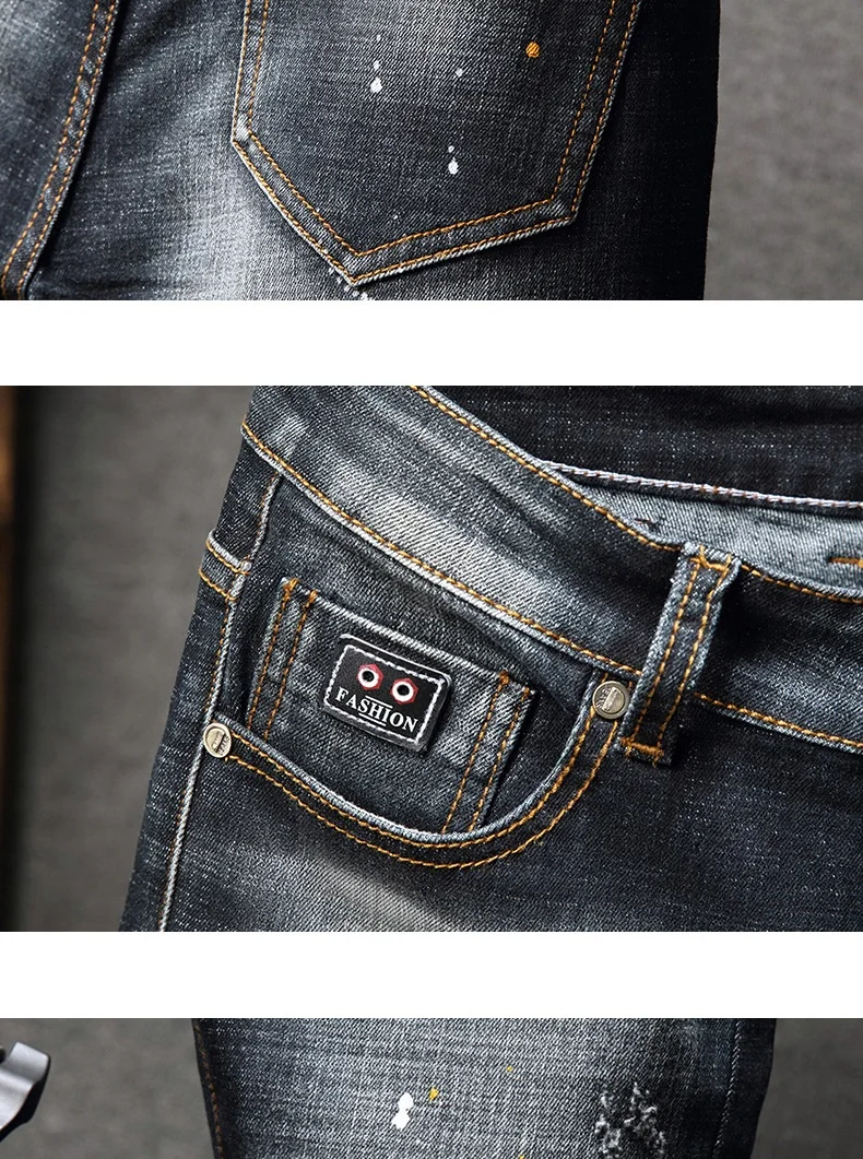 Celana джинсы мужские осенние Pantalon De Mezclilla De Hombre тонкие тянущиеся Панталоны мужские джинсы корейские джинсы с вышивкой мужские брюки
