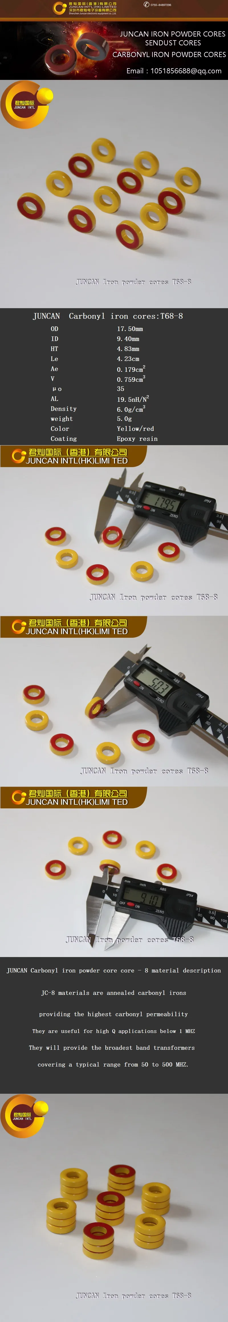 Description Picture 2 of itemT68-8 High Frequency RF Carbonyl Iron Powder Magnetic Cores