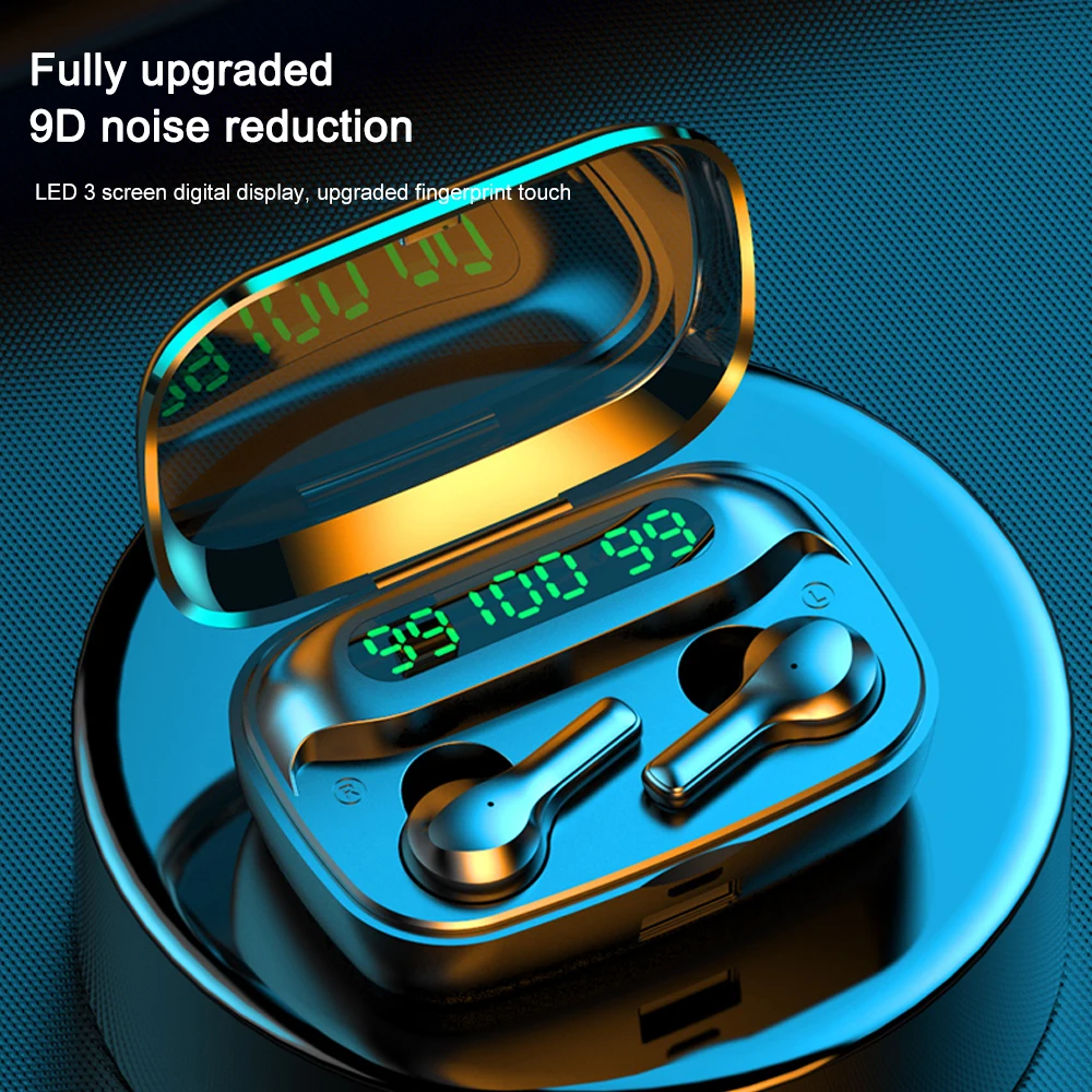 Wireless Stereo Gaming Headphone LED Display 9D Noise Reduction Bluetooth 5 0 Earphones TWS Voice Control Sports Headset