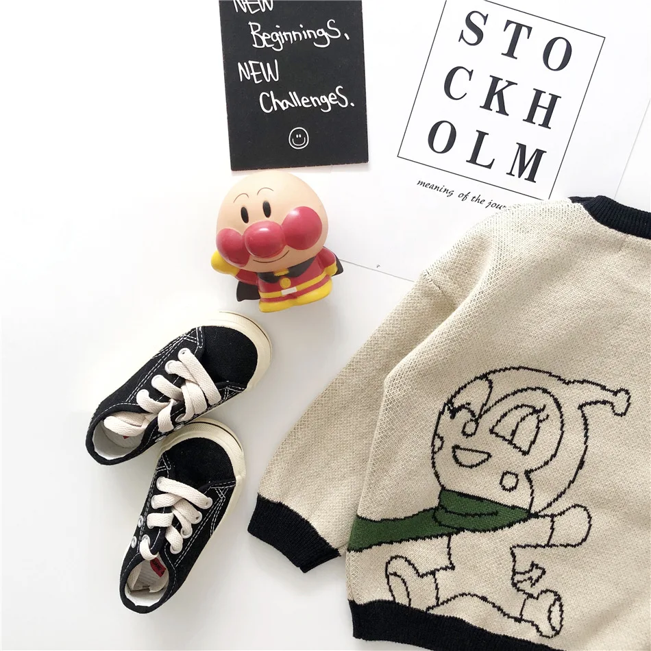 Tonytaobaby/новая осенне-зимняя одежда для мальчиков и девочек; детская одежда; свитер из чистого хлопка с рисунком; свитер для мальчиков