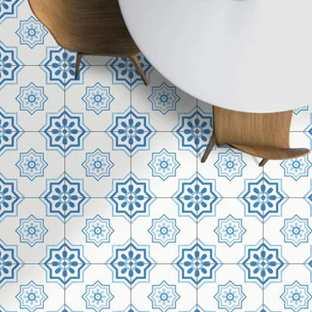 

Geometric Floor Tile Stickers 10Pcs PVC Tile Self Adhesive Wear-resistant Walkable Anti Skid DIY Floor Decal Mediterranean Style