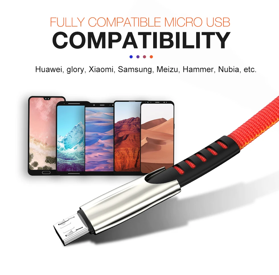 Micro USB кабель 3A Быстрая зарядка кабель для передачи данных для samsung huawei Xiaomi Redmi LG sony Andriod Microusb кабель для мобильного телефона длиной 2 м 3 м