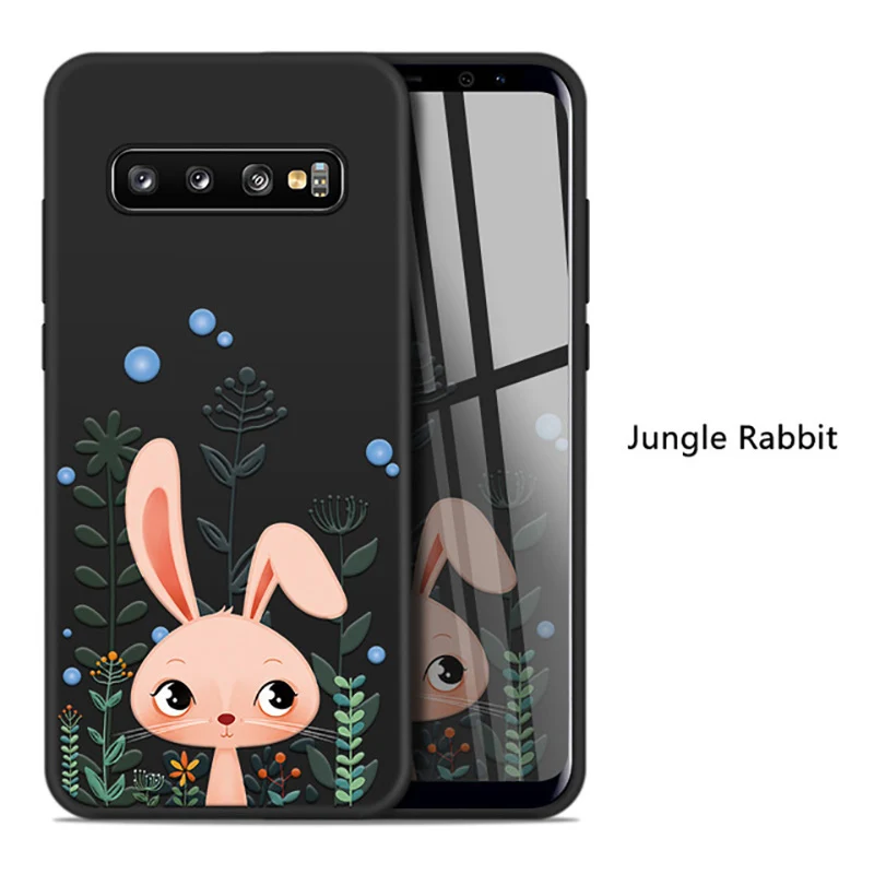Jungle Rabbit Милый чехол с котом и собакой для samsung Galaxy S10, чехол с 3D рельефным животным, силиконовый бампер для Galaxy S8, S9 Plus, S10e, Note 8, 9, J8, чехол - Цвет: Jungle Rabbit