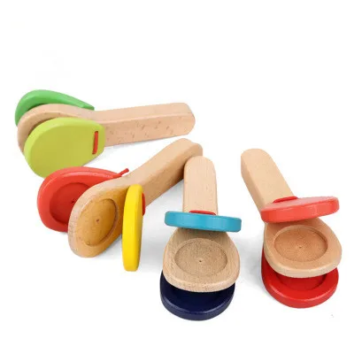 1 шт. деревянная перкуссия ручка хлопки кастаньеты доска для ребенка музыкальный инструмент Дошкольное раннее образование игрушки - Цвет: 1pc Random Color