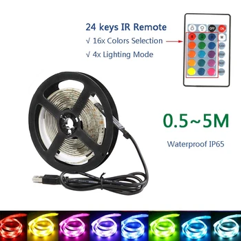 

LED Strip Lights USB RGB 5V 12V remote control waterproof IP65 TV Backlight bar 0.5m 1m 2m 3m 4m 5m Colourful Dimmable tape