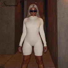 Simenual Casual Workout Sporty Active Wear Playsuits Ribbed Solid Skinny Long Sleeve Biker Shorts Rompers Womens Jumpsuit 2020 Simenual Casual Workout Sporty Active Wear Playsuits Ribbed Solid Skinny Long Sleeve Biker Shorts Rompers Womens Jumpsuit 2020