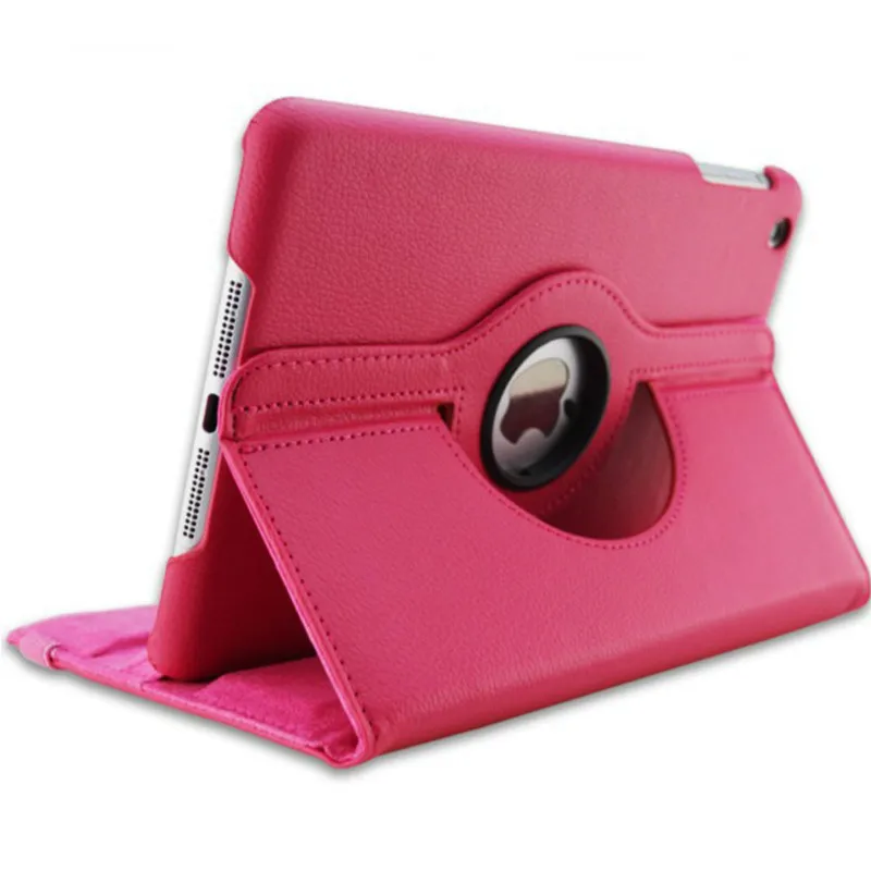 Чехол для iPad Mini, вращающийся на 360 градусов, флип-чехол из искусственной кожи, чехол для iPad Mini 2, 3, чехол-подставка s, умный чехол для планшета, спящий режим - Цвет: rose red