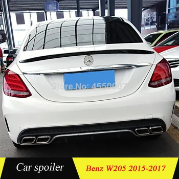 

For Mercedes W205 Spoiler 4-Door Sedan C180 C200 C300 ABS Plastic Tail Wing Unpainted Primer Color or black for benz w205