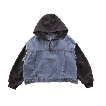 

Patchwork sweater cowboy kids Block Hoodies 2020 girls Harajuku Hoodies Streetwear Korean Oversized Sweatshirts