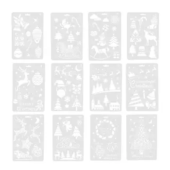 

12pcs Practical Reusable Christmas Drawing Templates Drawing Stencils Painting Templates Drawing Sheet for School Projects