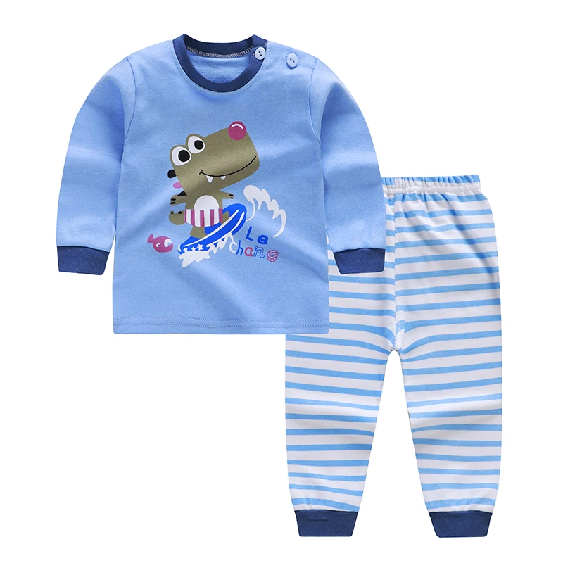  Cartoon Print Baby Pajamas Sets Cotton Boys Sleepwear Autumn Spring Girls Long Sleeve Tops+Pants 2p