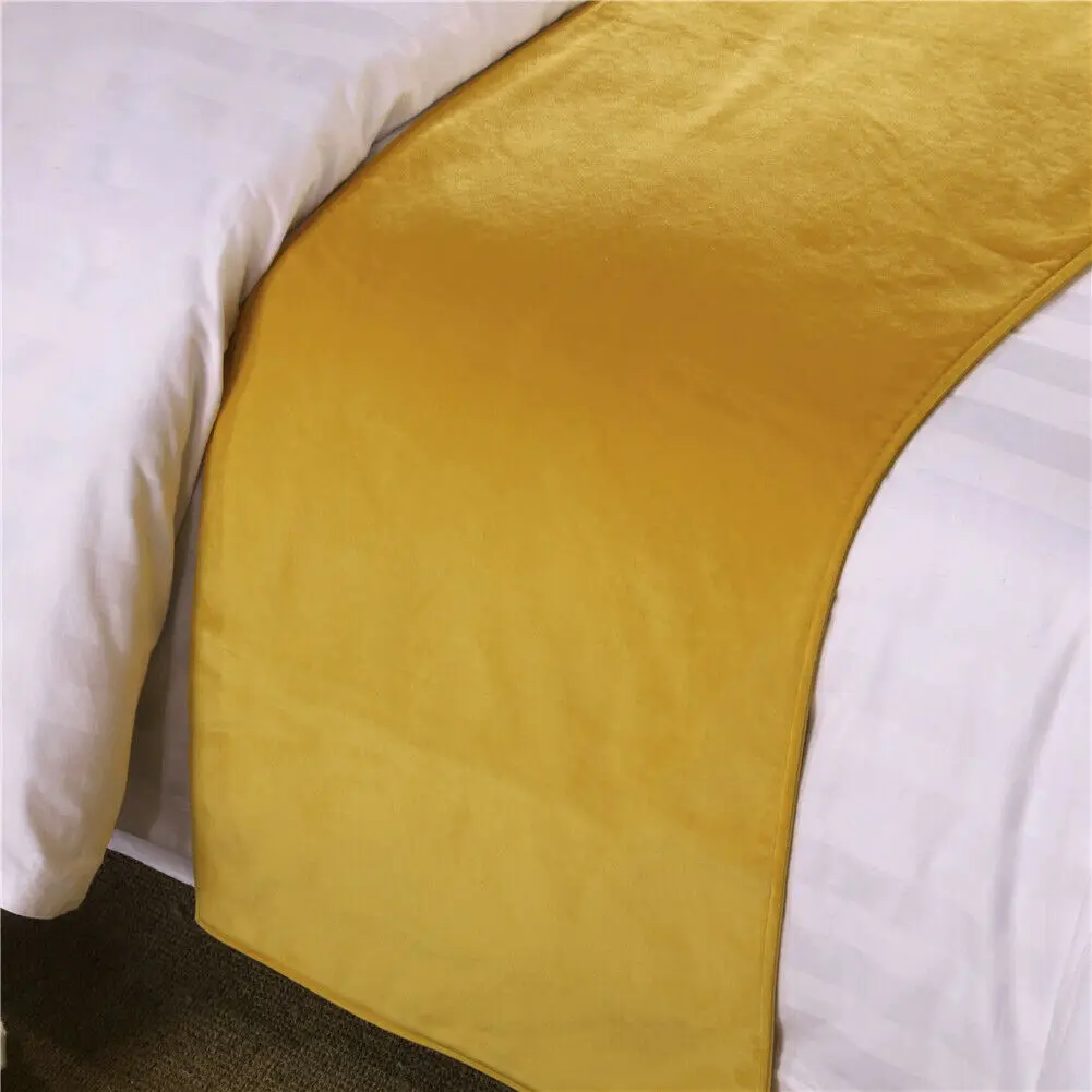 Luxury Velvet Solid Bed Runner Scarf Protector Slipcover Bed Decorative Scarf Bedroom Hotel Wedding Room Twin/Queen/King bed runner scarf