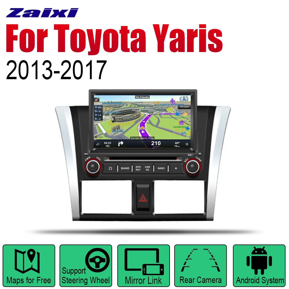 Для Toyota Yaris 2013 2014 2015 2016 2017 автомобильный DVD плеер GPS навигация Автомобильная