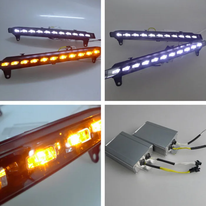1 пара светодиодный DRL Дневной ходовой светильник для вождения Поворотная сигнальная лампа для Audi Q7 стайлинга автомобилей
