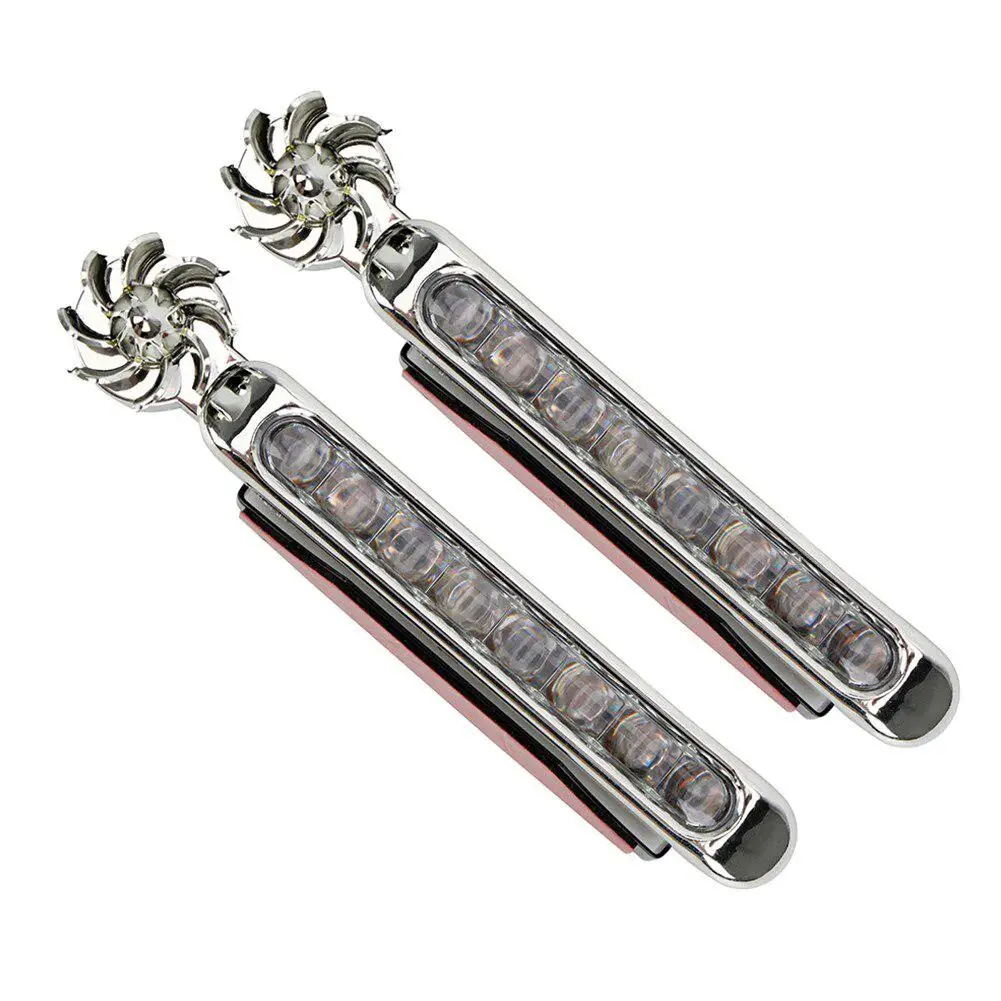 

Adeeing 1pair 8 LEDs No Wiring Wind Power Grille Vehicle Lights with Fan Rotation for Car Fog Warning Light Daytime Running Lamp