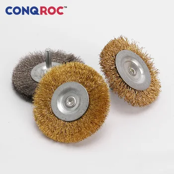 

5pcs 3-inch 75mm Crimped Steel Wire Brushes 6mm Shank Straight Mandrel Wire Wheel Cleaning Metal Prior to Welding or painting