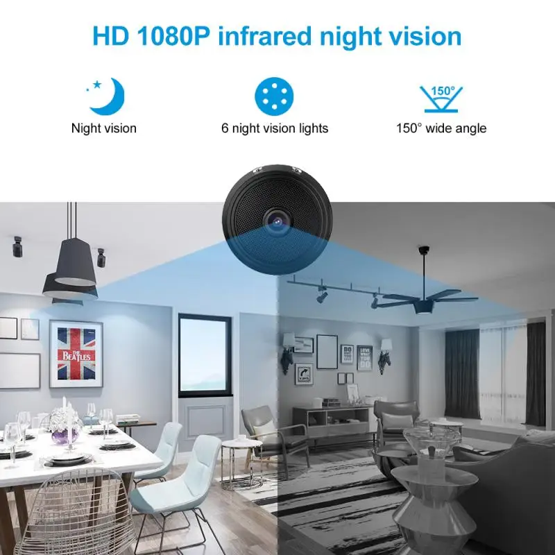 Мини камера EVKVO A9 WIFI домашняя секретная HD 1080P микро видеокамера широкоугольный