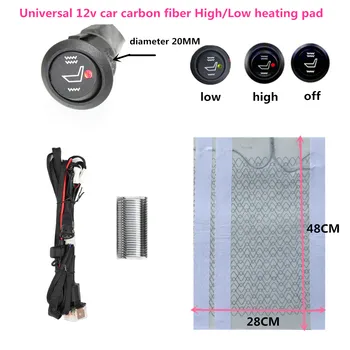 

Universal 2 seats 4pcs 12v car carbon fiber High/Low heated seat heater pad switch kit Round Switch Winter Warmer Seat Covers
