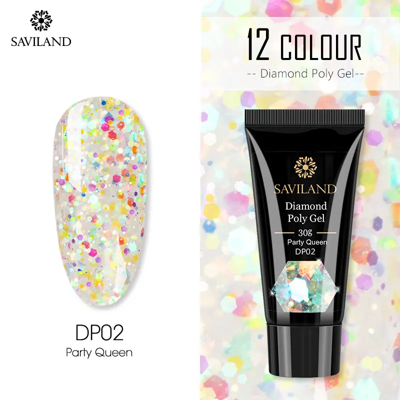 SAVILAND Colors Diamond Poly Gel Soak Off UV Builder Gel Glitter Gel Lacquer Camouflage Fast Nail Extension Poly Gel Art Design - Цвет: 30ml DP02