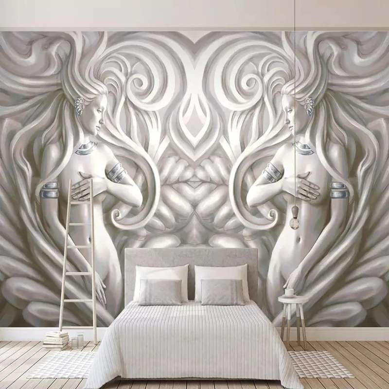 

Drop Shipping Custom Mural Wallpaper Papel De Parede 3D European Style Embossed Beauty Sculpture Modern Backdrop Wall Painting