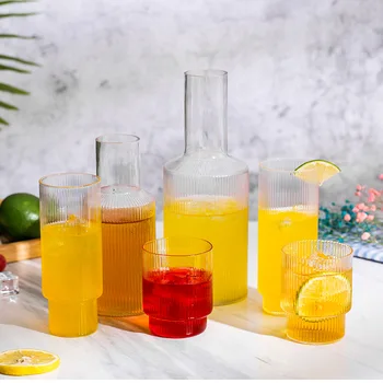 

Striped Glass Cup Cold Kettle Cold shui bei tao Home Wine Bottle Jug Online Celebrity Milk Jug