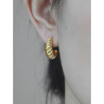 

Peri'sBox Medium Gold Silver Color Open Twisted Hoop Earrings Pop Minimalist Statement Earrings Hoops for Women Jewelry