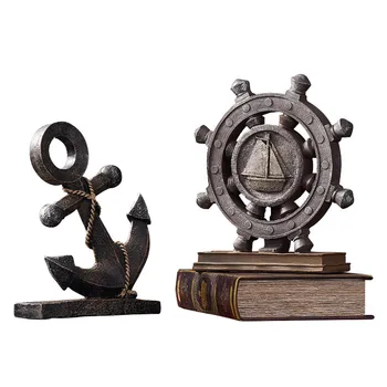 

Creative Mediterranean retro ship anchor rudder home living room bookcase wine cabinet vintage room office decorations