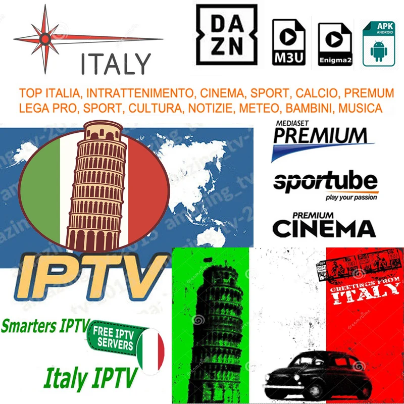 Italia IPTV subscription Android enigma2 Dazn Premium Mediaset UK Germany Sports IPTV Italy USA Spain for Smart TV Italia IPTV subscription Android enigma2 Dazn Premium Mediaset UK Germany Sports IPTV Italy USA Spain for Smart TV