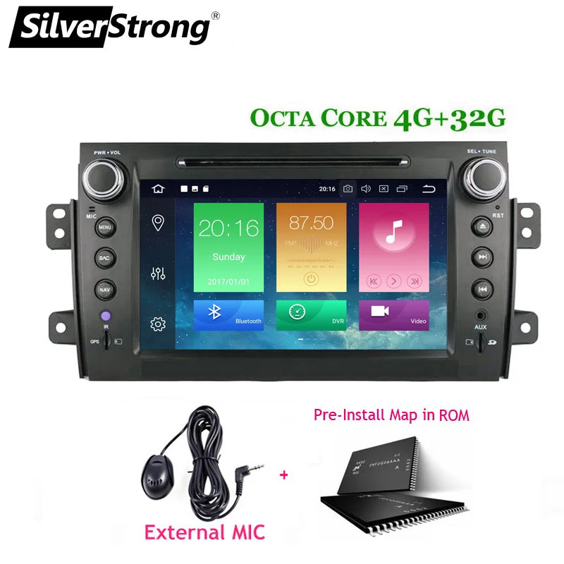 SilverStrong 2Din Android9.0 автомобильный DVD для SUZUKI SX4 Mp3 аудио DVD для FIAT Sedici навигация gps SX4 для Suzuki стерео DSP - Цвет: PX5-SX4 MIC